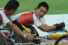 陸上 男子400m予選(T52） レース後の日本人選手