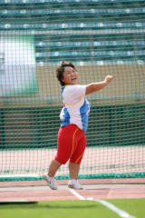 円盤投げ 中国 モンジェン・ジミシュ選手（F40）28M16/第4投 世界記録更新 （PID: 002255）