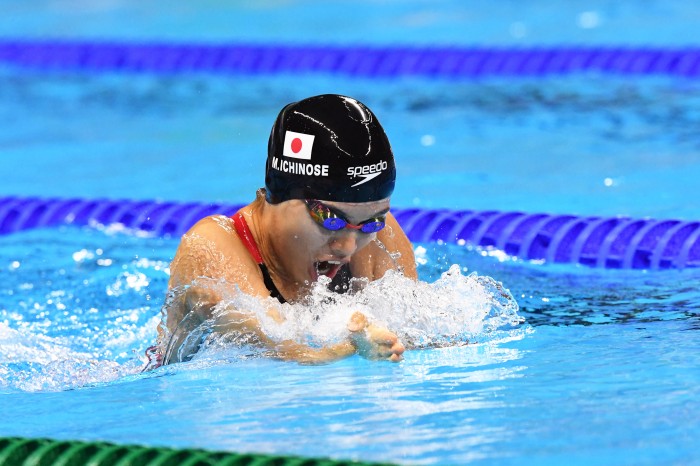 リレーで第２泳者を務めた一ノ瀬メイ　写真・西川隼矢