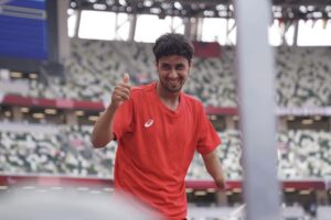 31日、男子走り幅跳び（T47）に出場した、アフガニスタン出身のフセイン・ラスリ。写真・秋冨哲生