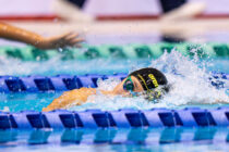 デフリンピック日本代表の吉瀬千咲（埼玉・JDSA）の泳ぎ。本番は50m自由形、バタフライ、100m自由形とリレー2種目に出場する。　写真・秋富哲生