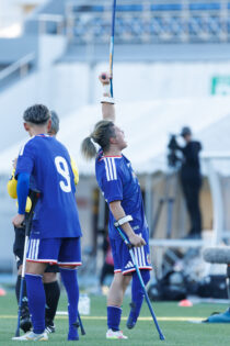 32分先制点を決め観客席にアピールする後藤大輝（11番・FP／ガネーシャ静岡 AFC）