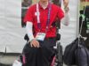 笑顔でガッツポーズを見せる篠原彩(大分トヨタ自動車) 撮影・田中勝吾